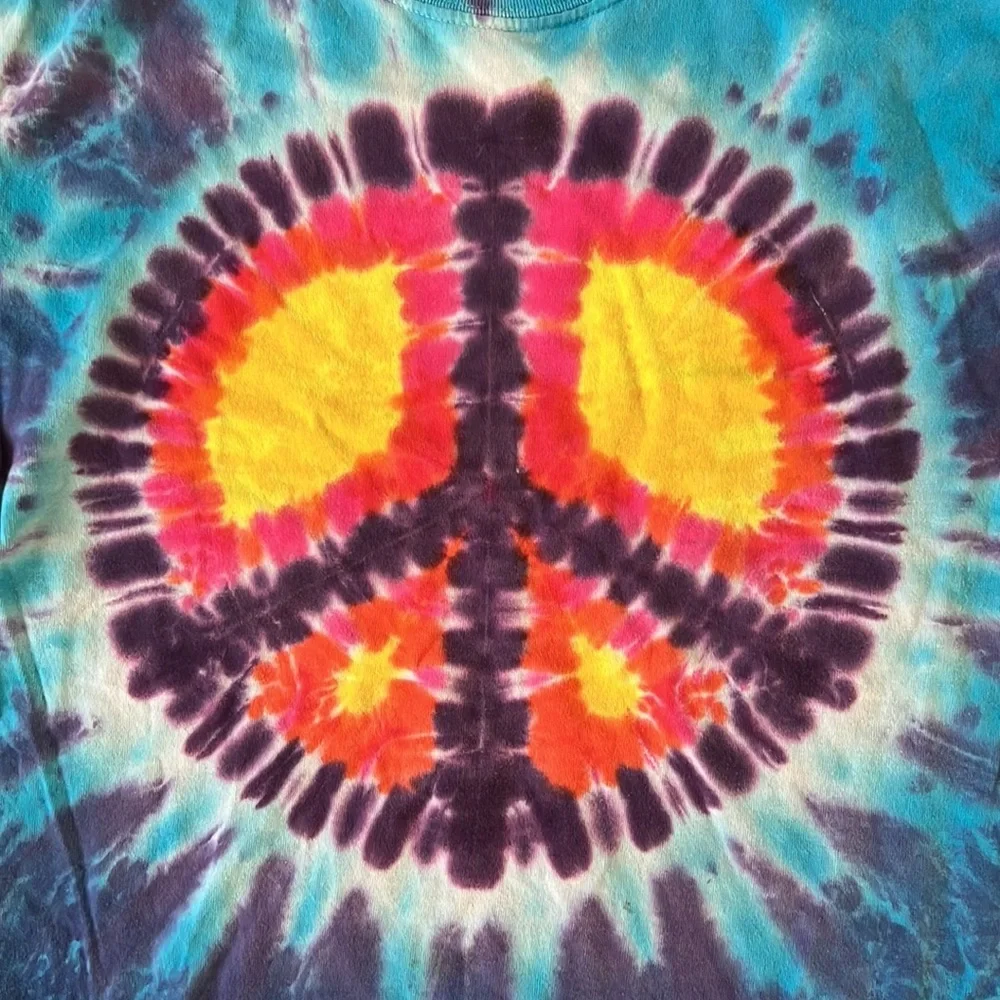 Blue‎ and Purple Peace Sign Custom Tie Dye TShirt, Sz Medium